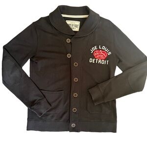 ROOTS OF FIGHT DARK GRAY RARE LONG SLEEVE BUTTON UP JOE LOUIS DETROIT CARDIGAN